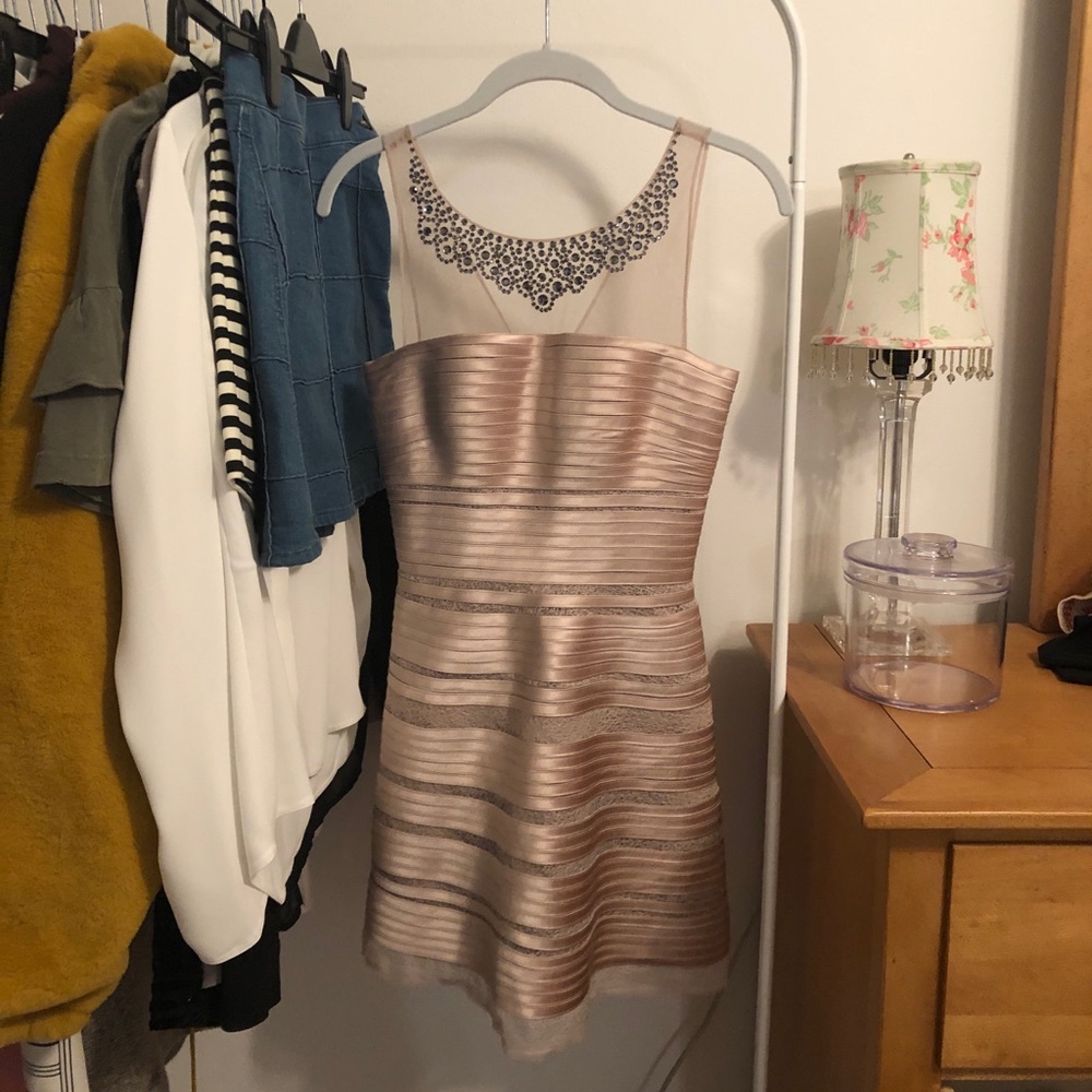 BCBG size 0P gold cocktail dress! Worn once!